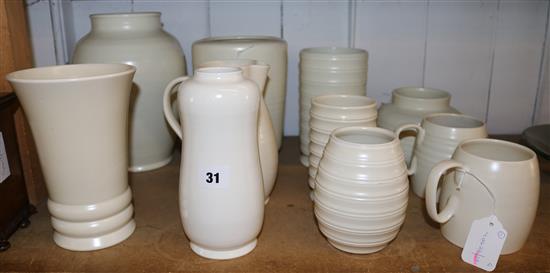 Collection of Poole Magnolia White and other cream-glazed pottery